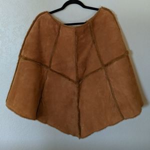 UGG Chestnut Leather/Suede Poncho Cape